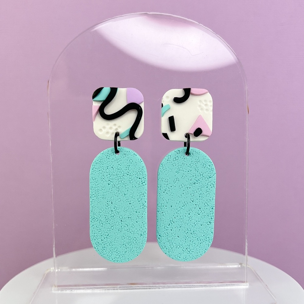 Memphis Pattern Handmade Polymer Clay Jewelry Earrings Lightweight Funky…